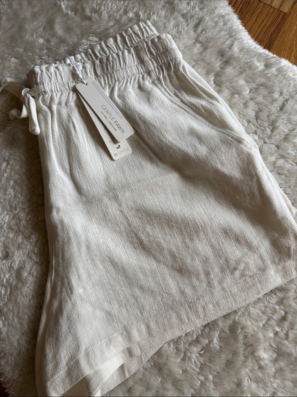 Gentle Fawn Women's Cream High-Waist Elastic Drawstring Shorts